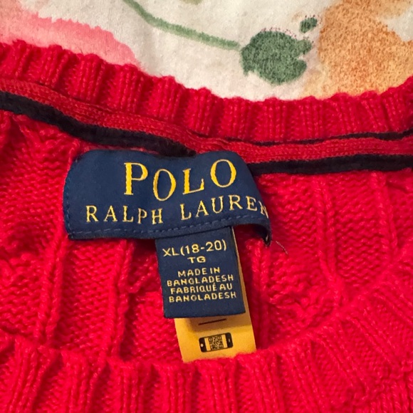 Polo Ralph Lauren Red Cable Knit Sweater Boys Size XL (18/20) - Picture 4 of 4